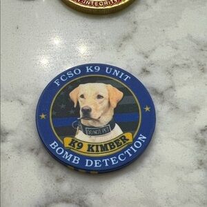 K9 Kimber Bomb Detection Dog Challenge Coin. Forsyth Co. GA Sheriff